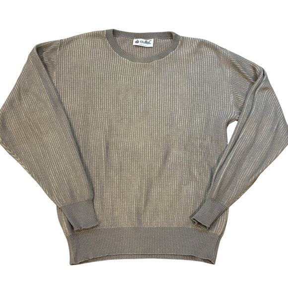Vintage 1990s DUFFEL Cotton Ribbed Sweater Oatmeal Tan Taupe Made in USA Medium - Picture 1 of 6